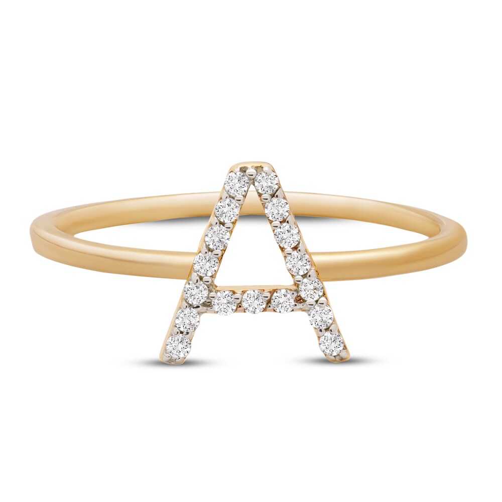 Diamond Letter A Ring 1/10 ct tw 10K Yellow Gold CS49HkGi