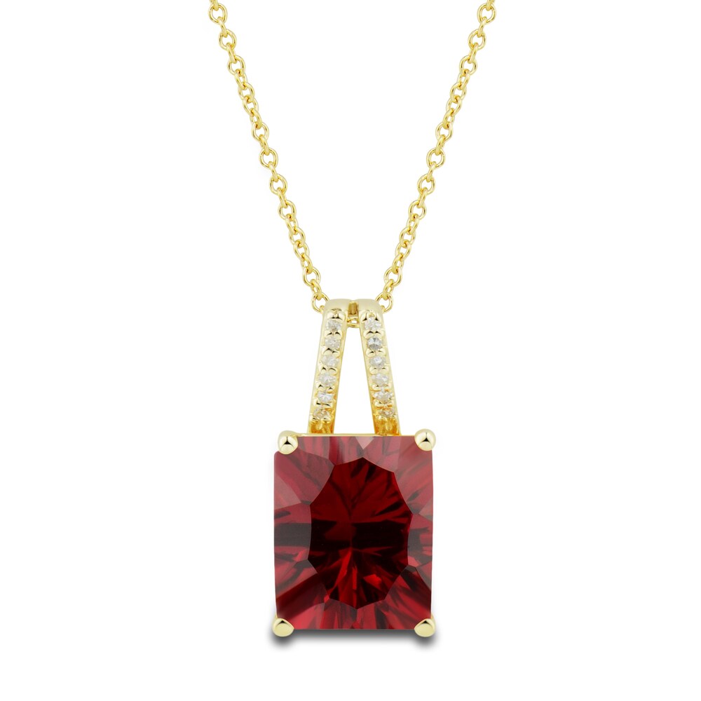 Lab-Created Ruby Ring, Earring & Necklace Set 1/5 ct tw Diamonds 10K Yellow Gold CY6h97j6