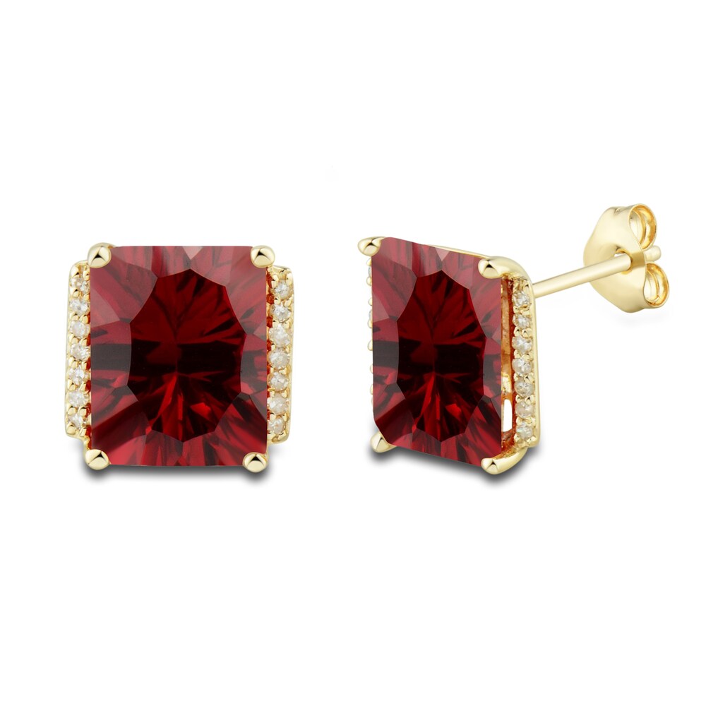 Lab-Created Ruby Ring, Earring & Necklace Set 1/5 ct tw Diamonds 10K Yellow Gold CY6h97j6