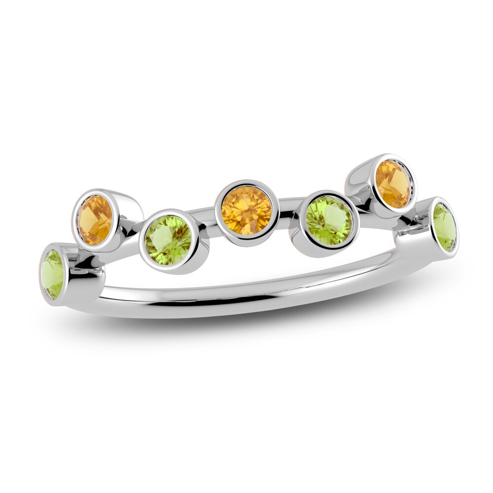 Juliette Maison Natural Peridot & Natural Citrine Ring 10K White Gold CcYtO4Lr