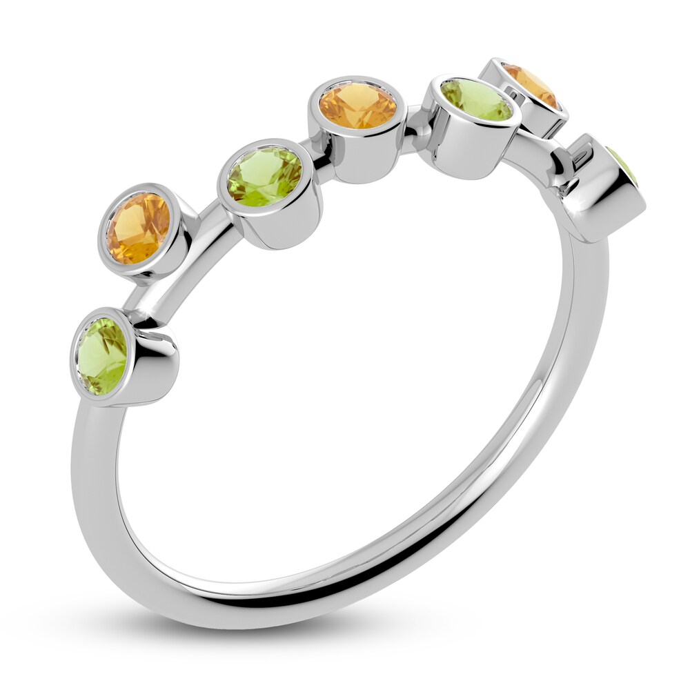 Juliette Maison Natural Peridot & Natural Citrine Ring 10K White Gold CcYtO4Lr