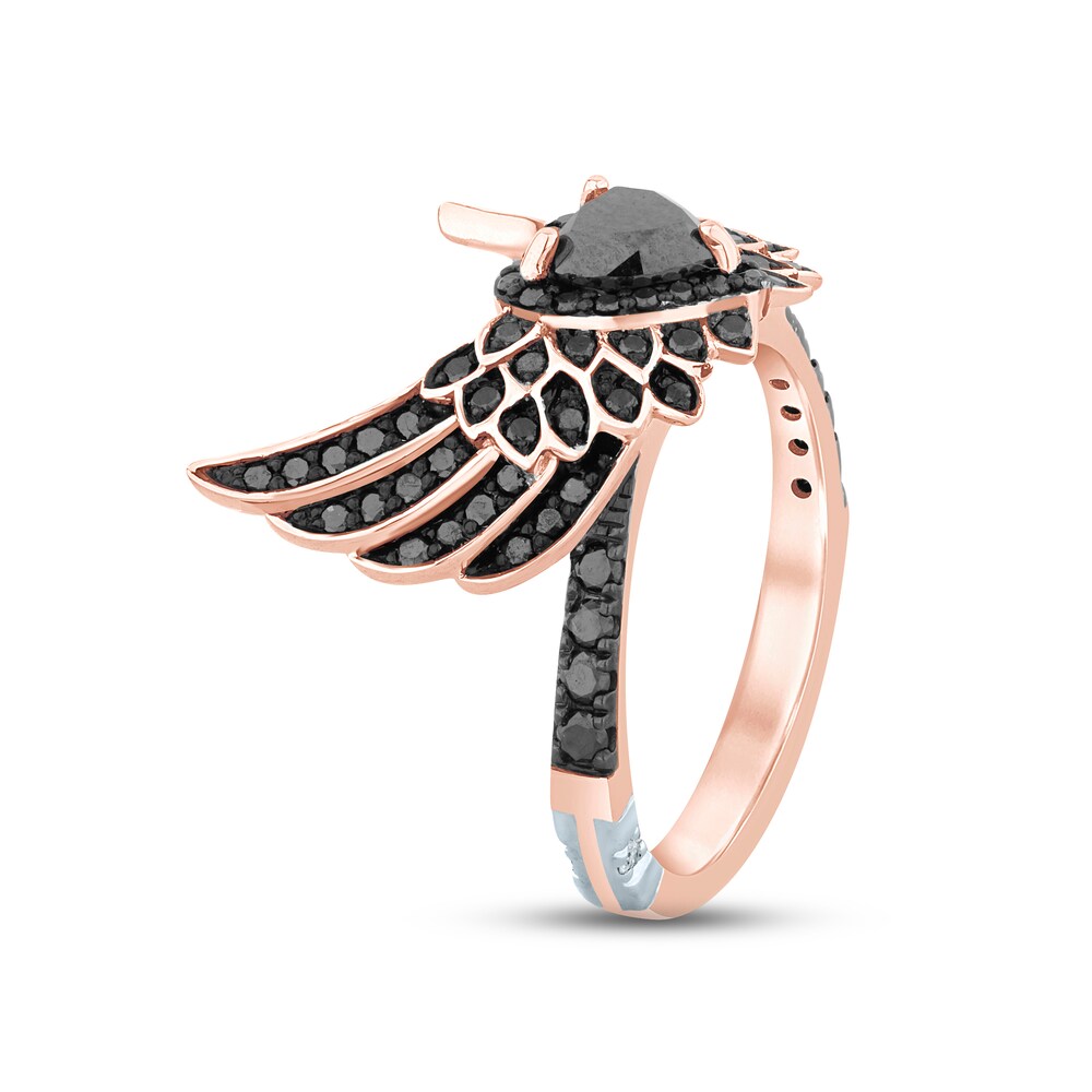 Pnina Tornai Black Diamond Winged Heart Ring 1/2 ct tw Round/Heart 14K Rose Gold CjSK214N