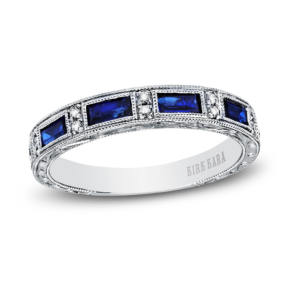 Kirk Kara Natural Blue Sapphire Anniversary Band 1/20 ct tw Diamonds 14K White Gold CkWrFbGs [CkWrFbGs]