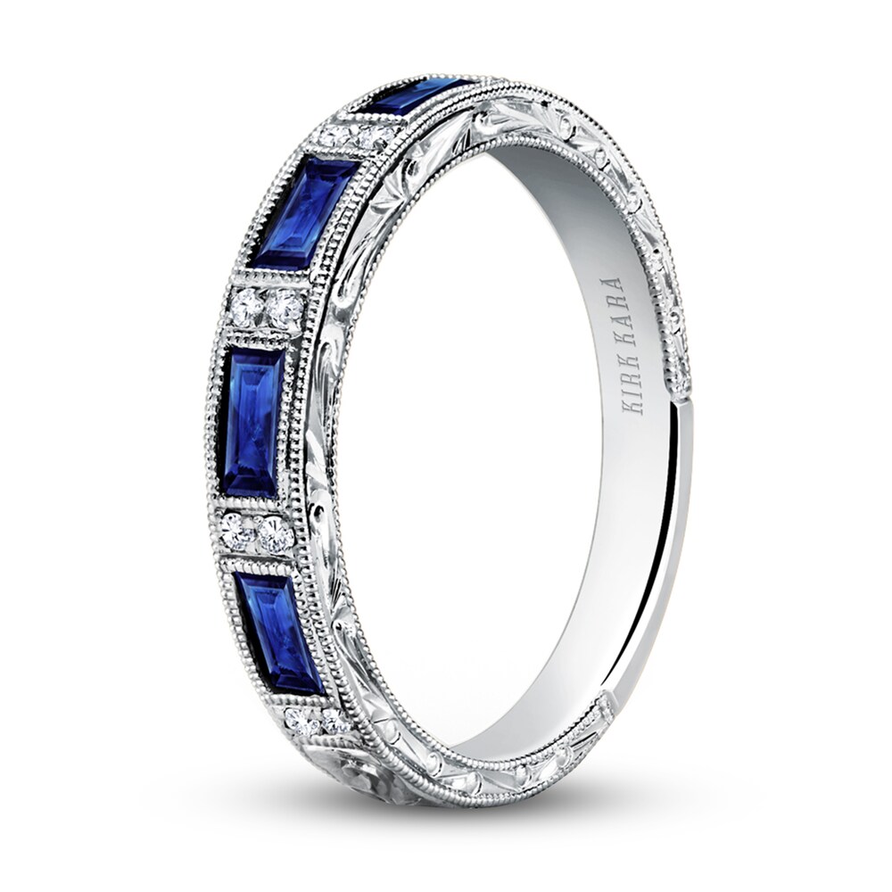 Kirk Kara Natural Blue Sapphire Anniversary Band 1/20 ct tw Diamonds 14K White Gold CkWrFbGs