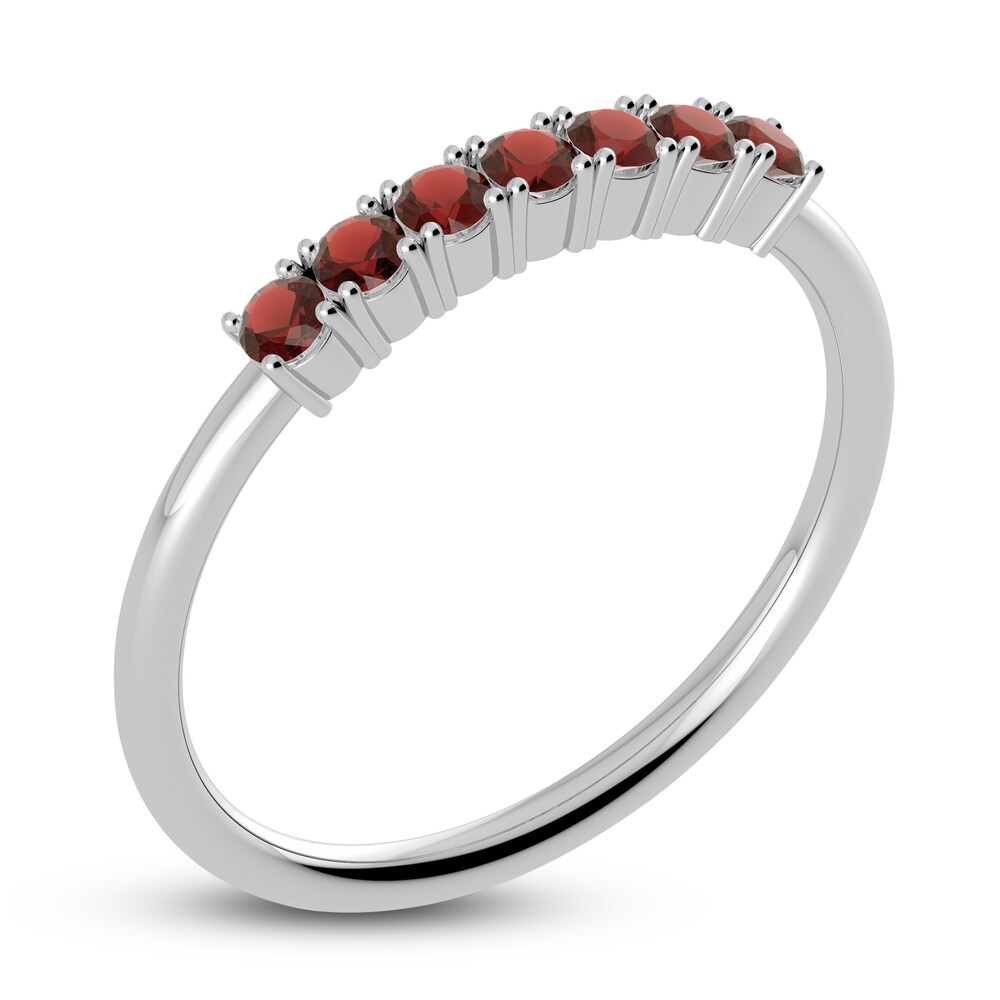 Juliette Maison Natural Garnet Half Eternity Ring 10K White Gold CkY7AZwI