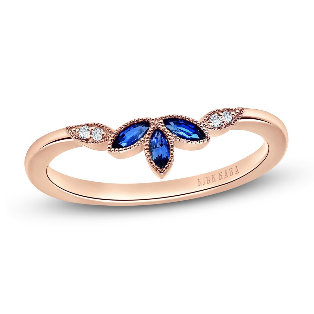 Kirk Kara Natural Blue Sapphire Anniversary Band Diamond Accents 14K Rose Gold ClN8KQgQ