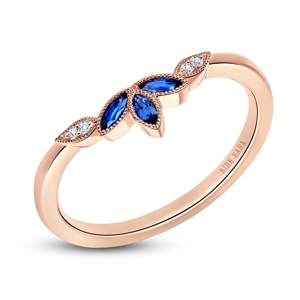 Kirk Kara Natural Blue Sapphire Anniversary Band Diamond Accents 14K Rose Gold ClN8KQgQ