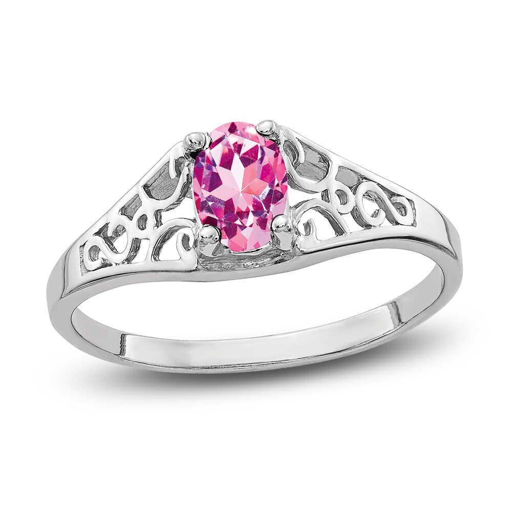 Natural Pink Sapphire Ring 14K White Gold CrQHIeLt [CrQHIeLt]