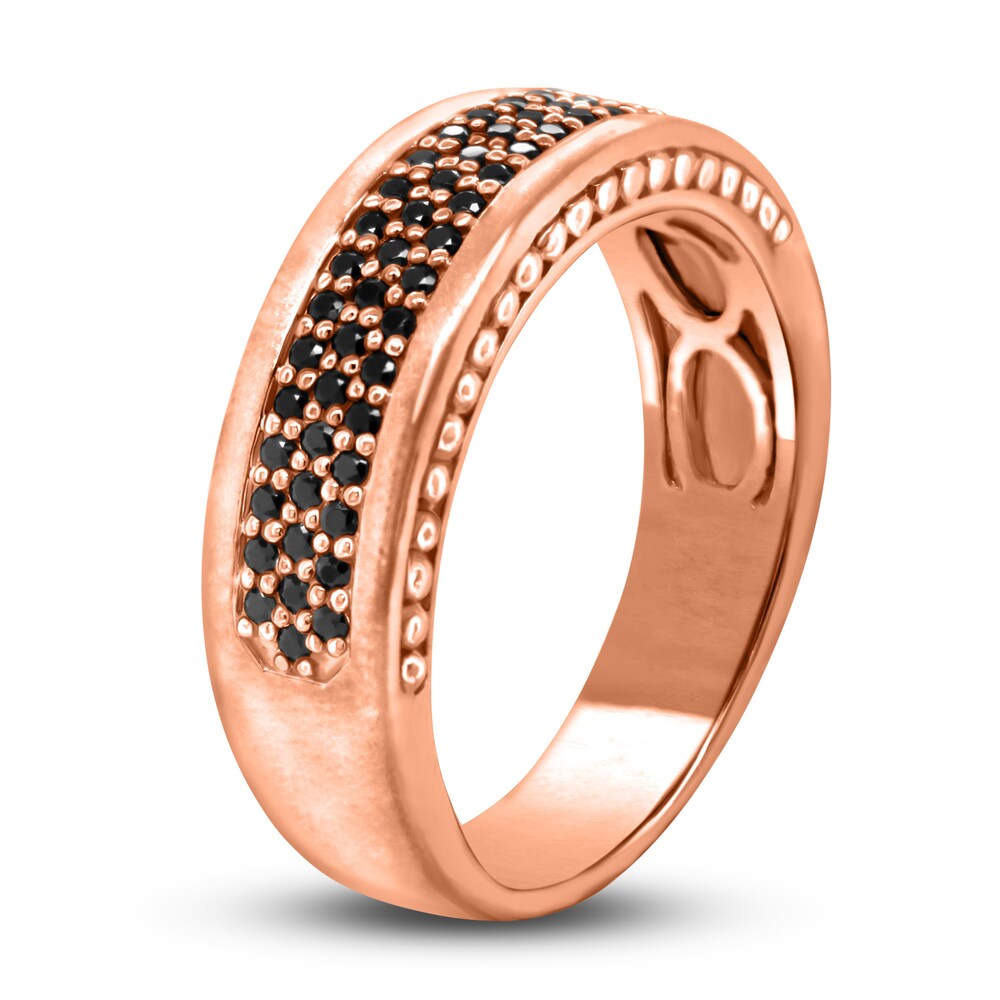 Men\'s Black Diamond Anniversary Ring 1/3 ct tw Round 14K Rose Gold Cwp8yeIC