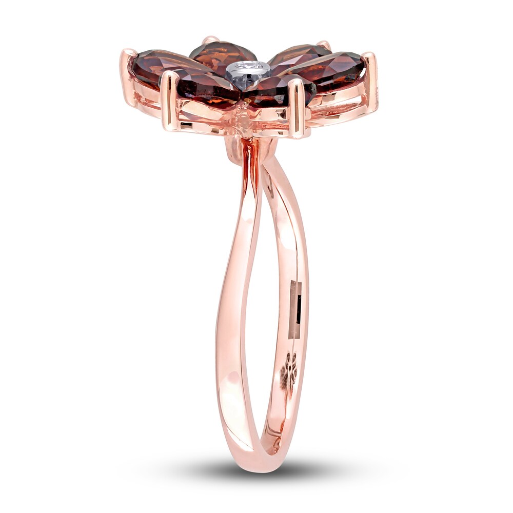 Natural Garnet Floral Ring Diamond Accent 10K Rose Gold CyRZMTb6