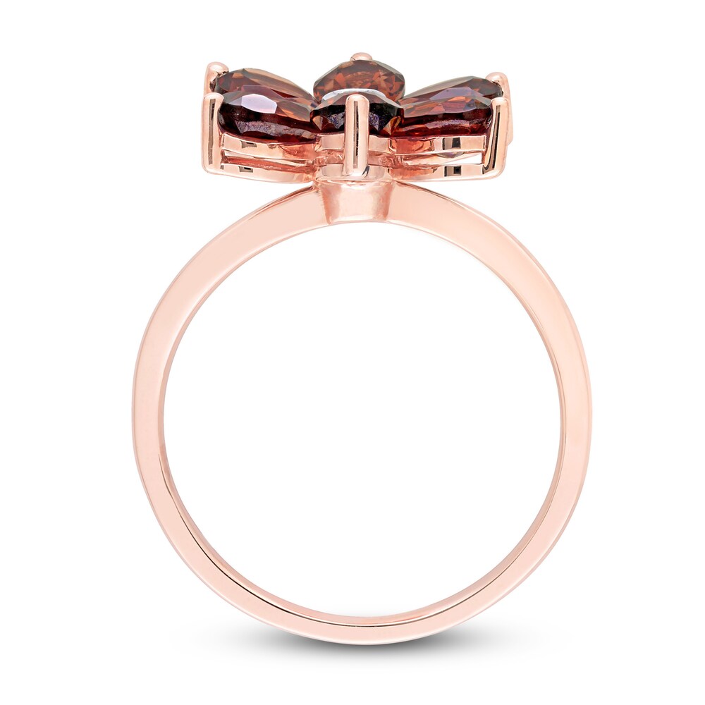 Natural Garnet Floral Ring Diamond Accent 10K Rose Gold CyRZMTb6