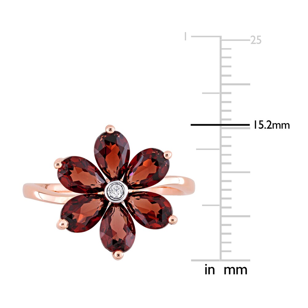 Natural Garnet Floral Ring Diamond Accent 10K Rose Gold CyRZMTb6