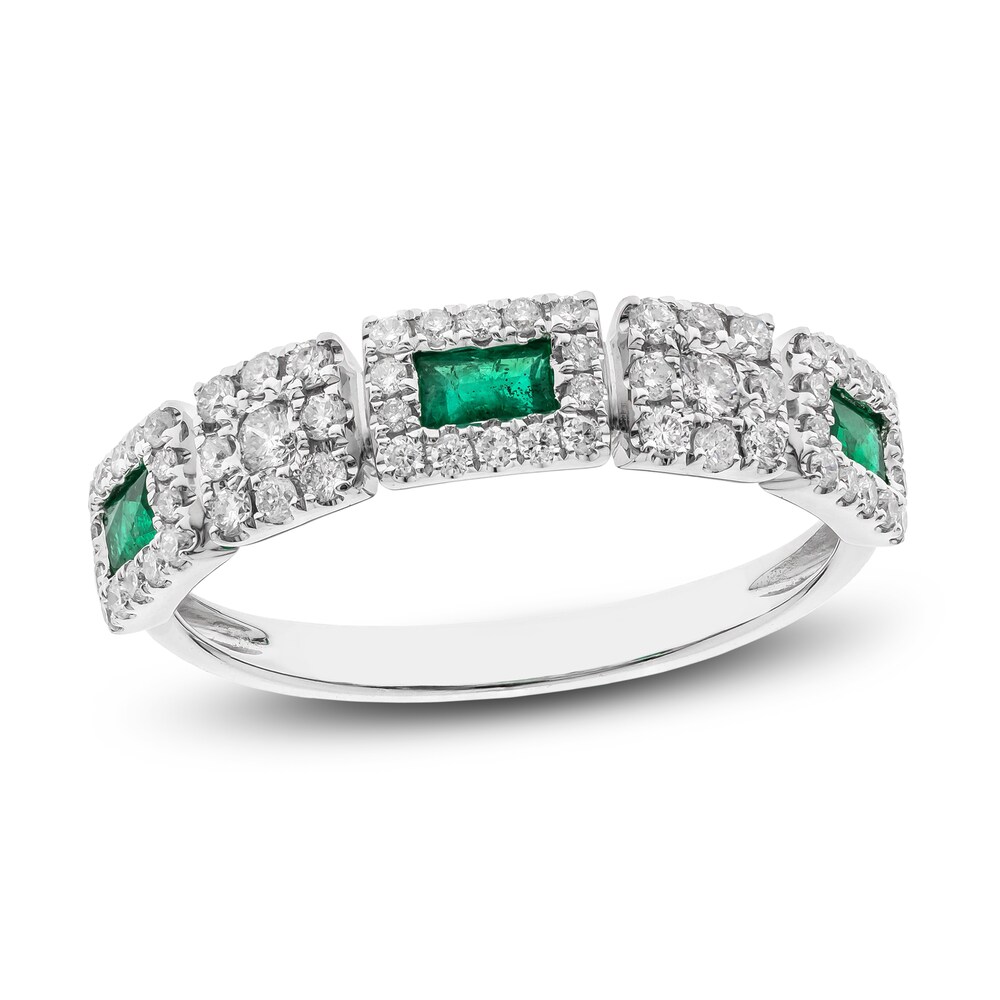 Natural Emerald Ring 3/8 ct tw Diamonds 14K White Gold DFkSzHpc