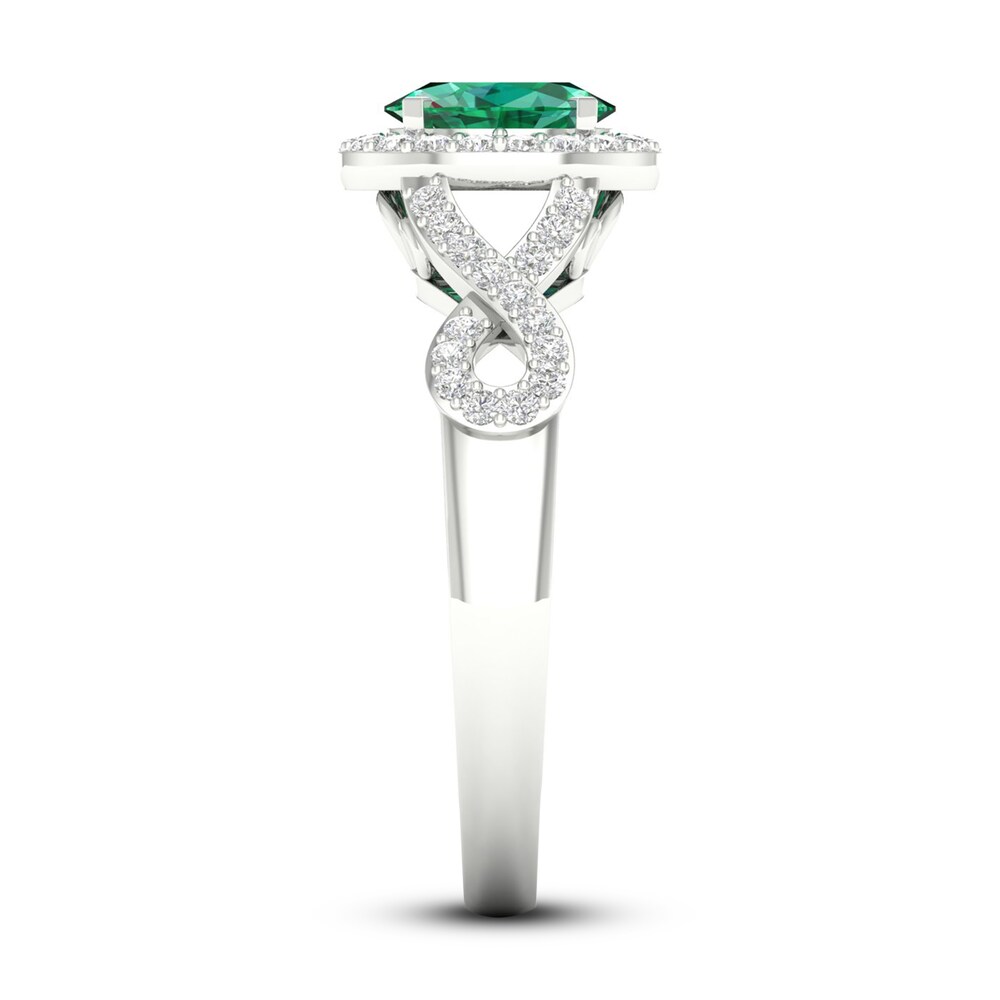 Lab-Created Emerald & Lab-Created White Sapphire Ring 10K White Gold DIPvjHq0