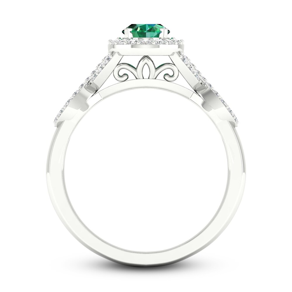 Lab-Created Emerald & Lab-Created White Sapphire Ring 10K White Gold DIPvjHq0