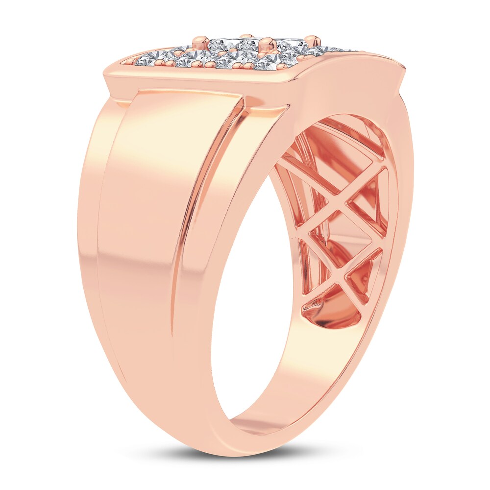 Men\'s Diamond Ring 1-1/2 ct tw Princess/Round 14K Rose Gold DKolNzZD