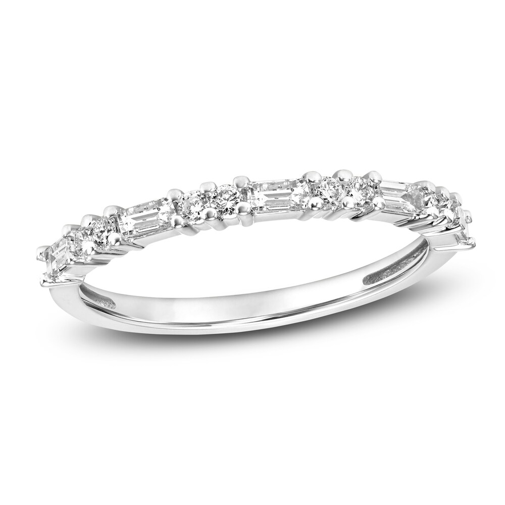 Diamond Anniversary Band 1/3 ct tw Baguette/Round 14K White Gold DYe7Pzvj