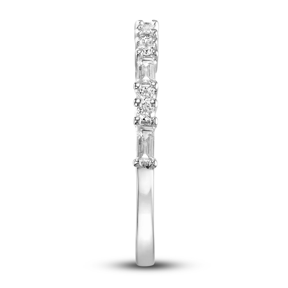 Diamond Anniversary Band 1/3 ct tw Baguette/Round 14K White Gold DYe7Pzvj