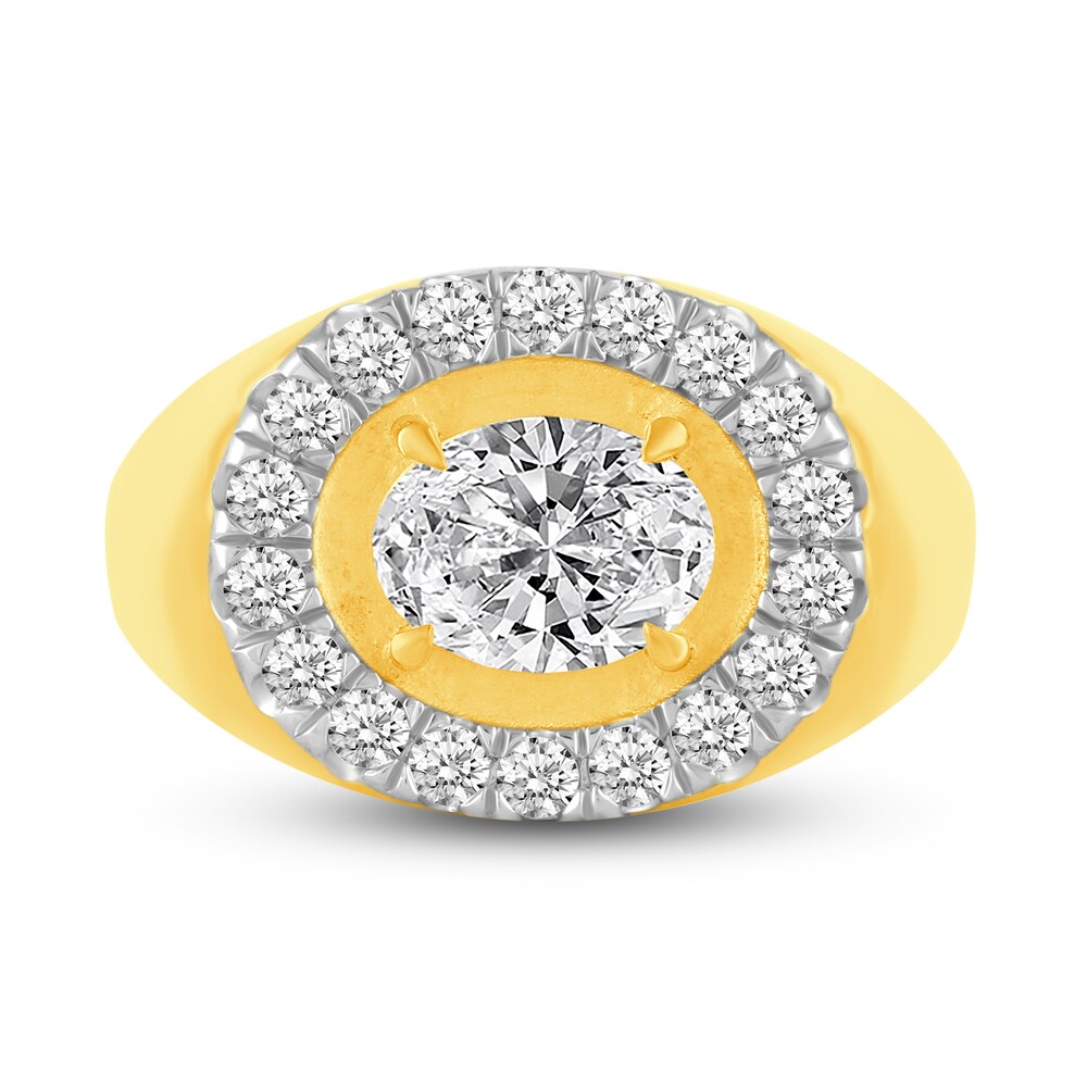 Certified Lab-Created Diamond Halo Ring 2 ct tw Oval/Round 14K Yellow Gold DhJVEI7J