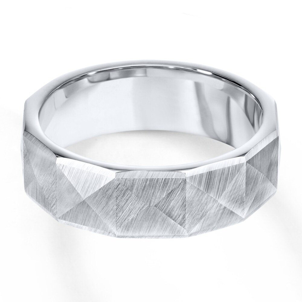 Faceted Wedding Band White Tungsten Carbide 7mm DhRD6RKL [DhRD6RKL]