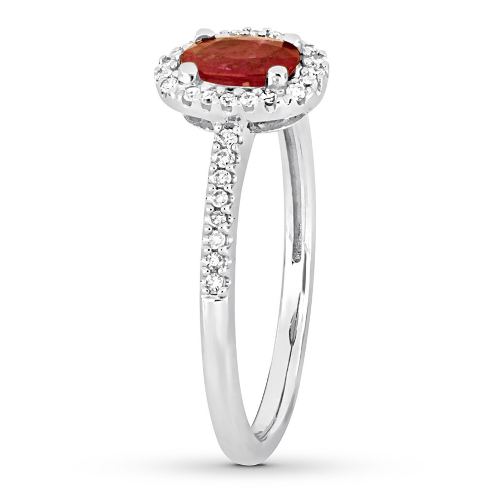 Natural Ruby Ring 1/8 ct tw Diamonds 10K White Gold DrQkXDEG