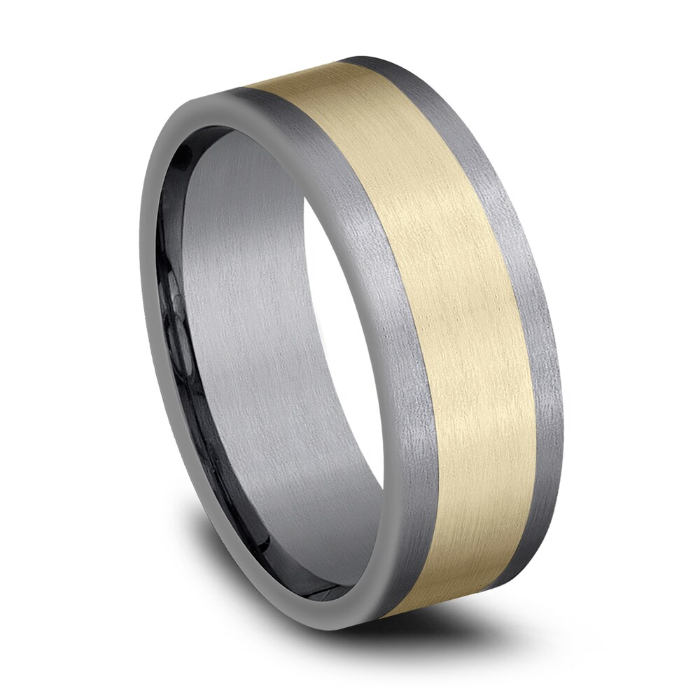 Satin Wedding Band 14K Yellow Gold/Tantalum 8.0mm E3qgEDr8