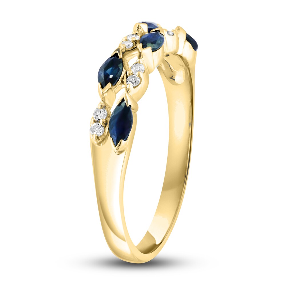 LALI Jewels Natural Blue Sapphire Anniversary Band 1/15 ct Diamonds 14K Yellow Gold E6Uhdpii