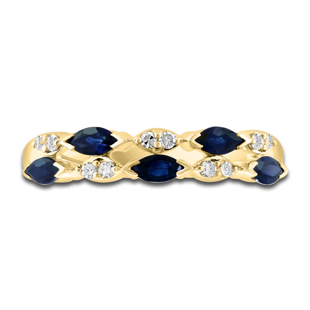 LALI Jewels Natural Blue Sapphire Anniversary Band 1/15 ct Diamonds 14K Yellow Gold E6Uhdpii