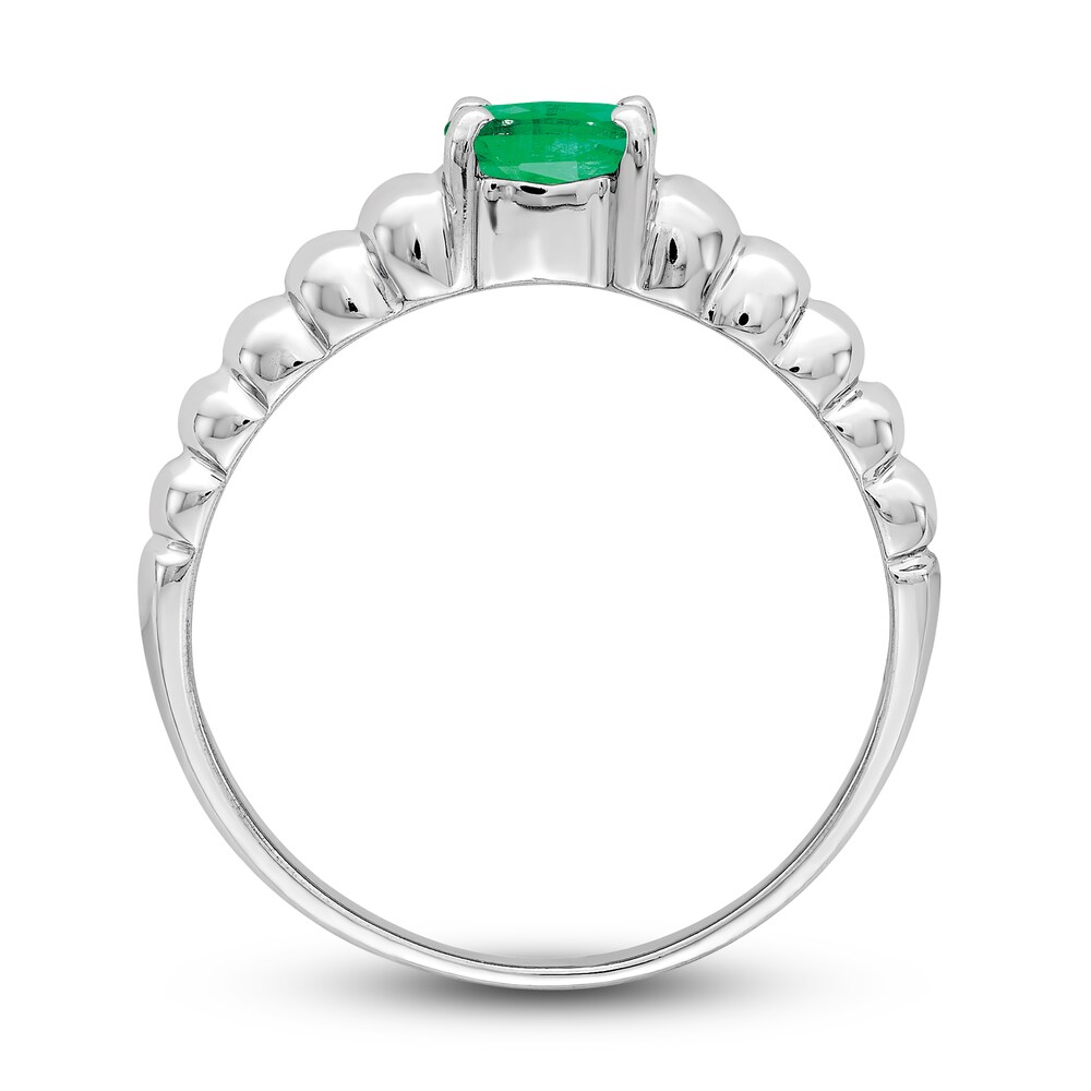 Natural Emerald Oval Ring 14K White Gold ES8pAFkk