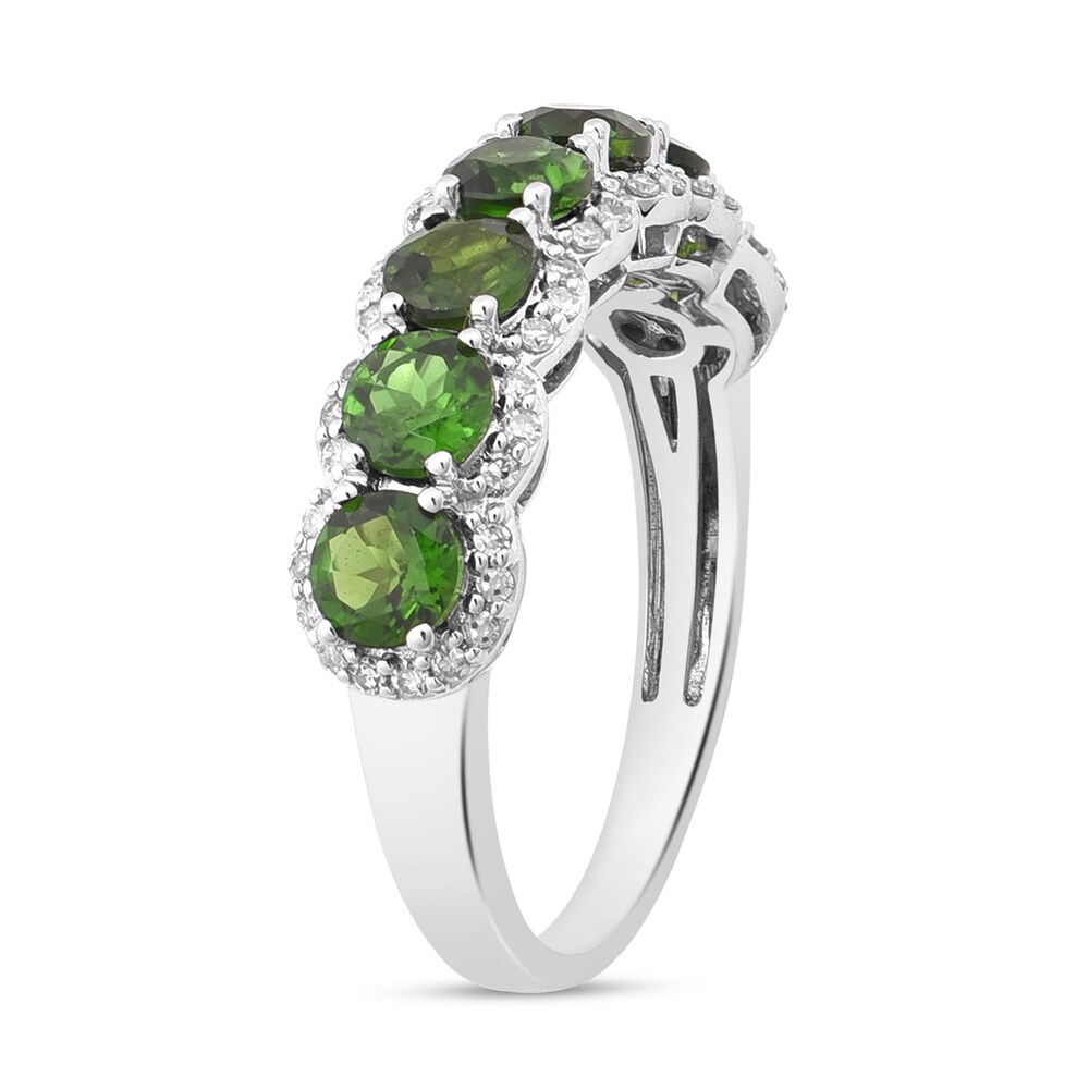 Natural Chrome Diopside Anniversary Ring 1/5 ct tw Diamonds 14K White Gold EXqAAhg8