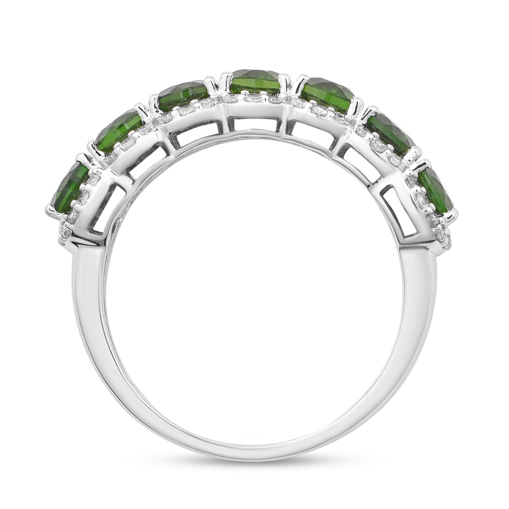 Natural Chrome Diopside Anniversary Ring 1/5 ct tw Diamonds 14K White Gold EXqAAhg8