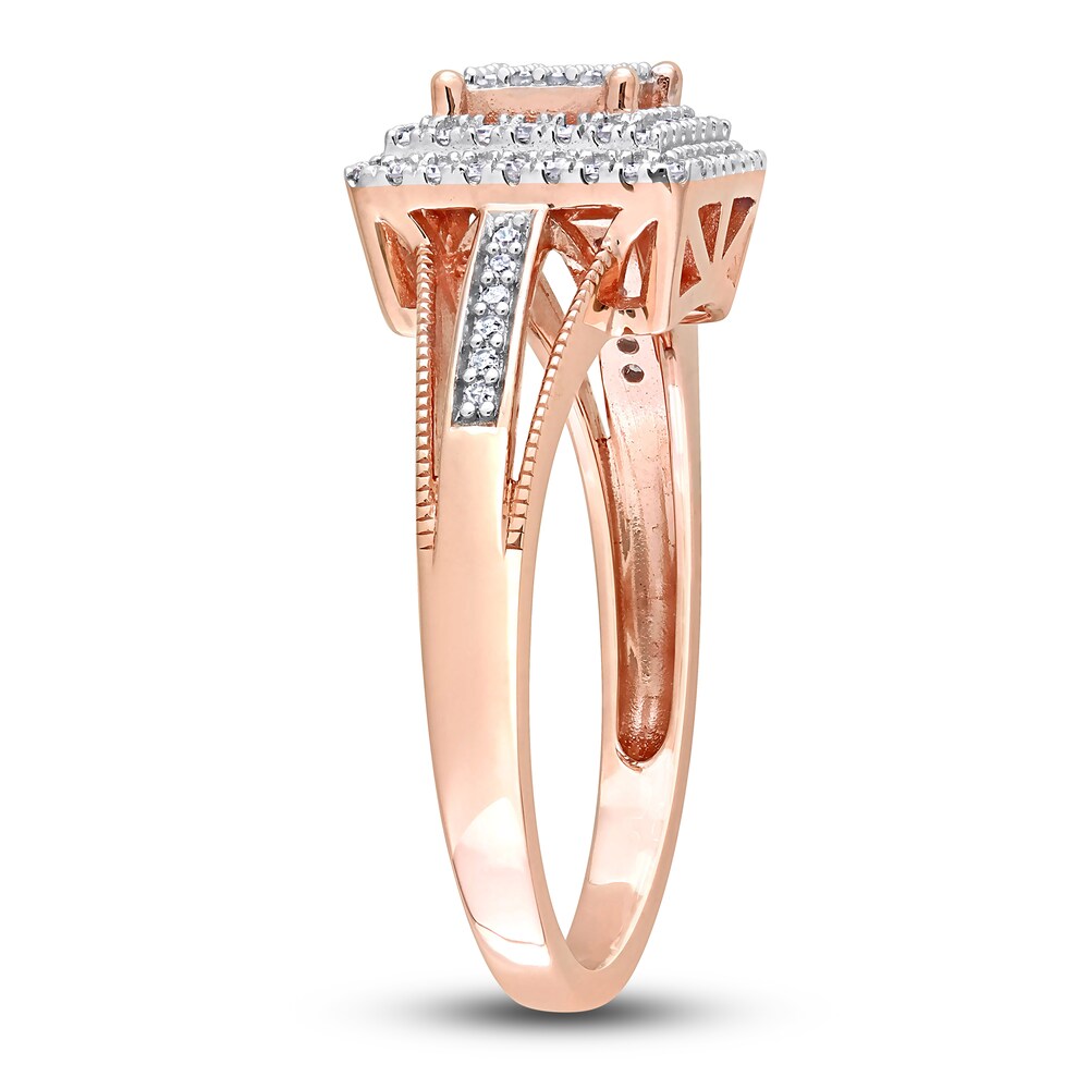 Diamond Square Ring 1/4 ct tw Round 10K Rose Gold Ee5hAk9I