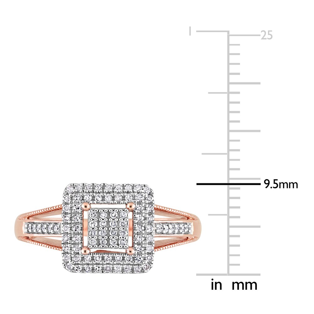 Diamond Square Ring 1/4 ct tw Round 10K Rose Gold Ee5hAk9I