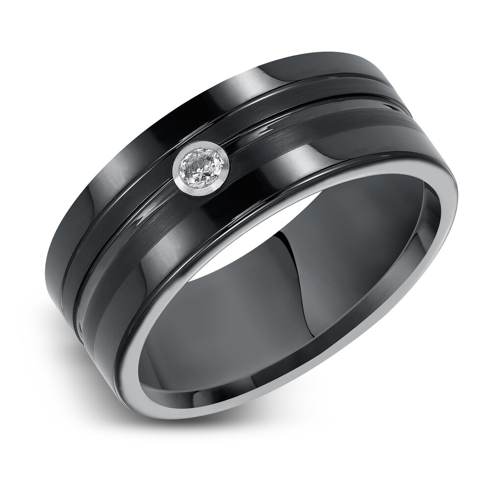 Diamond Wedding Band 1/15 ct tw Round Black Tungsten EgzIp1vv