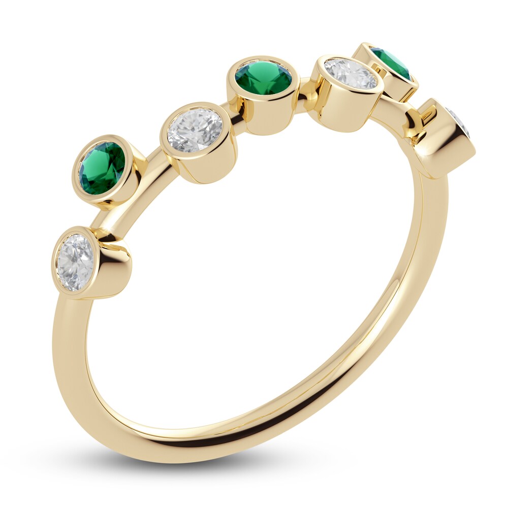 Juliette Maison Natural White Sapphire & Natural Emerald Ring 10K Yellow Gold EqAJkDuR