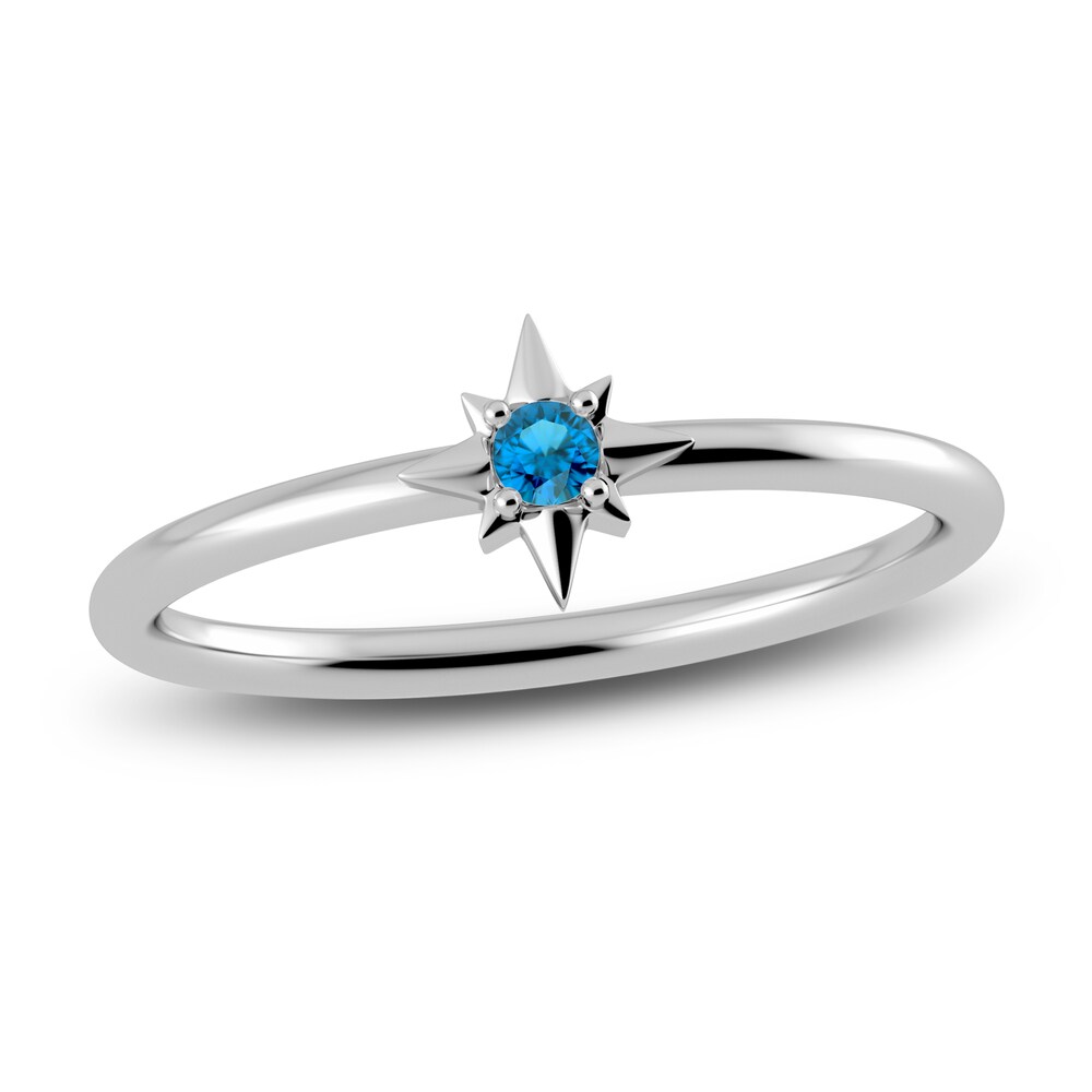 Juliette Maison Natural Blue Zircon Starburst Ring 10K White Gold EwCdAtvC