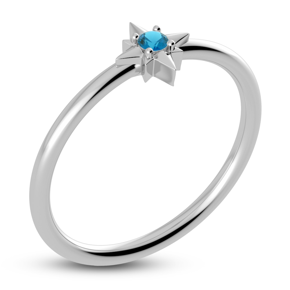 Juliette Maison Natural Blue Zircon Starburst Ring 10K White Gold EwCdAtvC