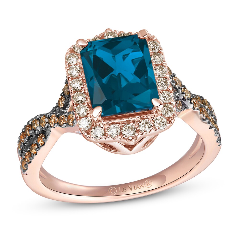 Le Vian Natural Blue Topaz Ring 1/2 ct tw Diamonds 14K Strawberry Gold F4bKRl9l