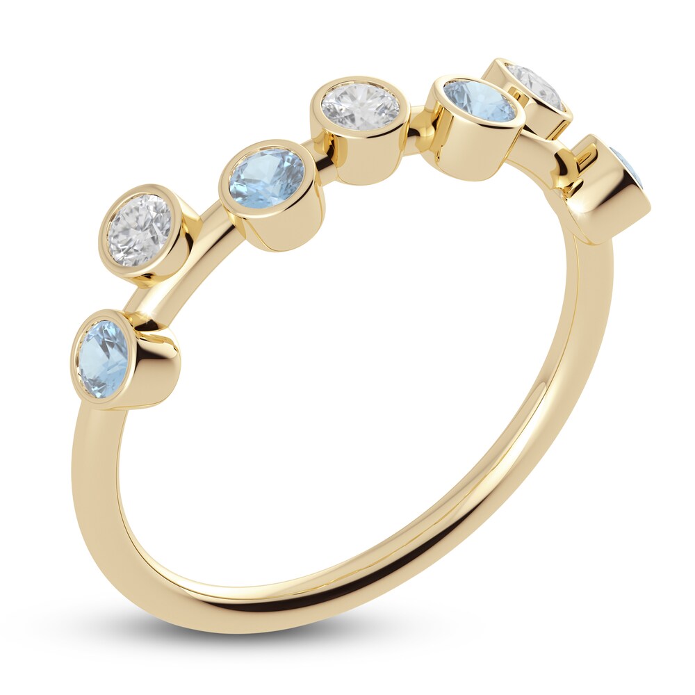 Juliette Maison Natural Aquamarine & Natural White Sapphire Ring 10K Yellow Gold F8W1JQmj