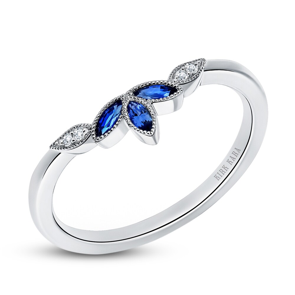 Kirk Kara Natural Blue Sapphire Anniversary Band Diamond Accents 14K White Gold FBYSfbeW