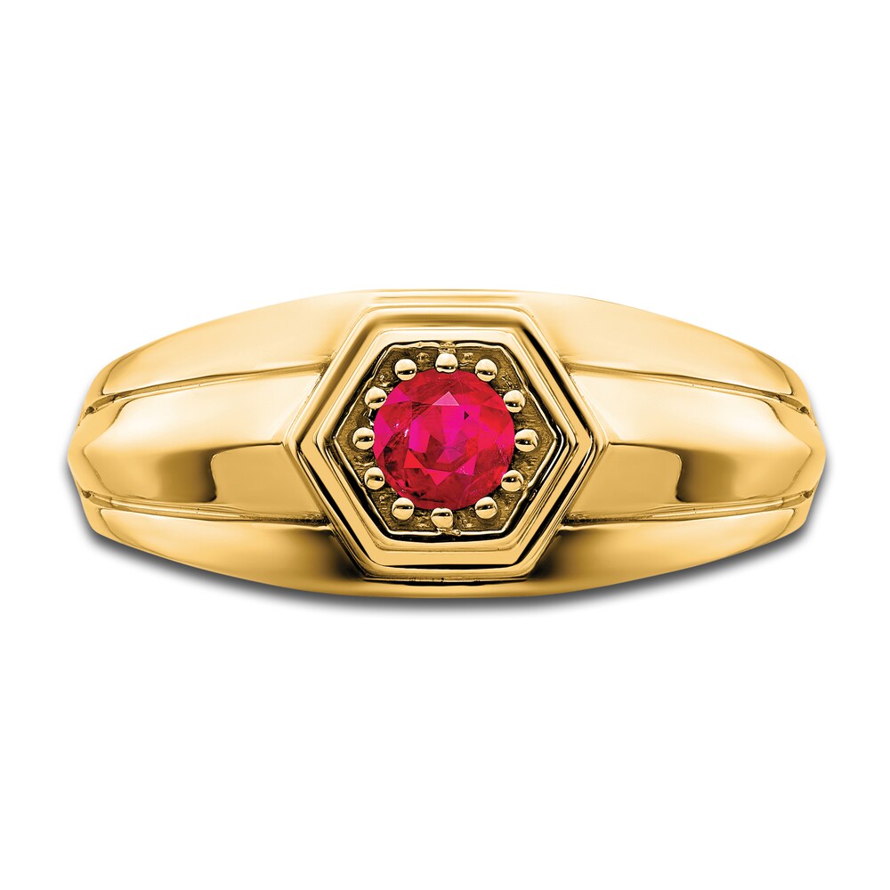 Men\'s Natural Ruby Ring 14K Yellow Gold FD2C8org