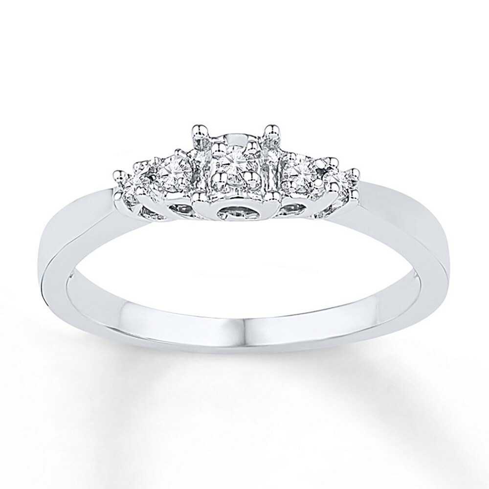 Diamond Promise Ring 1/10 ct tw Round-cut 10K White Gold FLAcCNDc