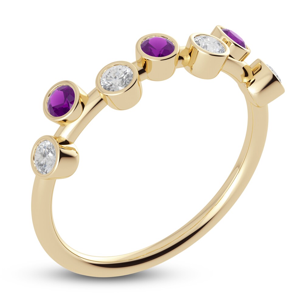 Juliette Maison Natural White Sapphire & Natural Amethyst Ring 10K Yellow Gold FMD6fWgI