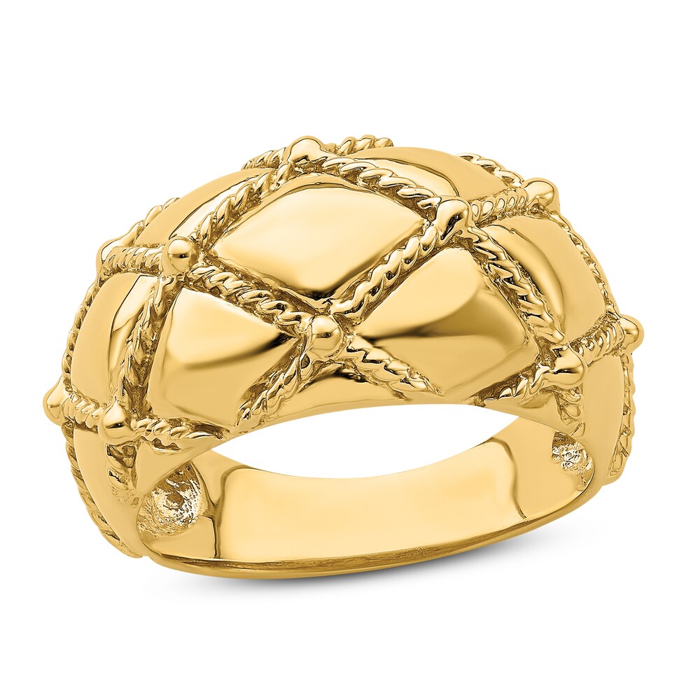 Quilted Rope Dome Ring 14K Yellow Gold FPhVEv9l [FPhVEv9l]