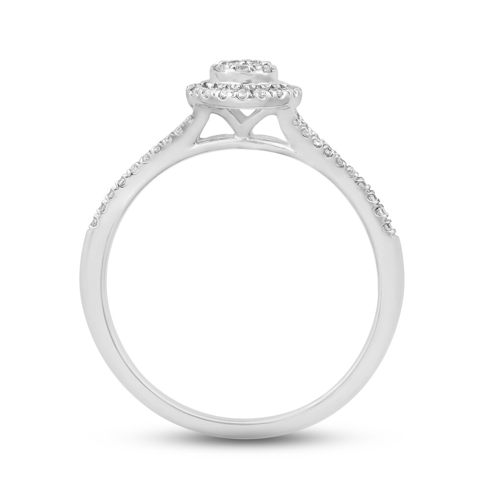 Diamond Promise Ring 1/4 ct tw Round/Baguette 10K White Gold FUAU9zBT