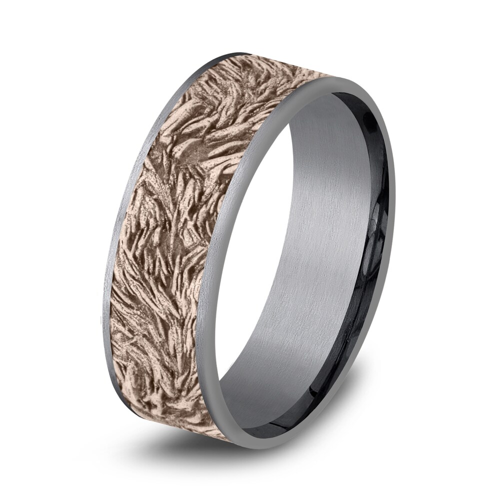 Men\'s Lion\'s Mane Wedding Band Tantalum/14K Rose Gold 7.5mm FYNcom6n