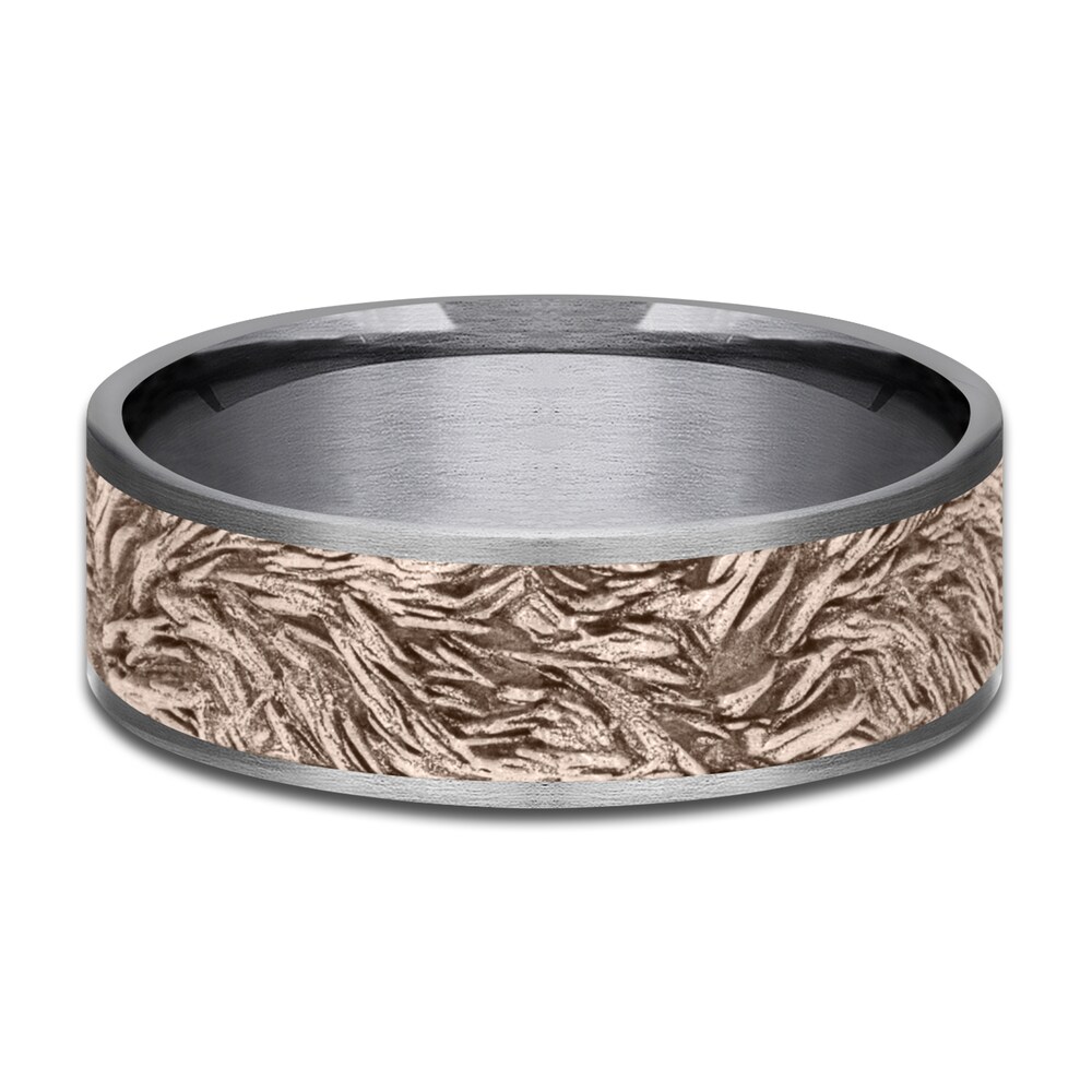 Men\'s Lion\'s Mane Wedding Band Tantalum/14K Rose Gold 7.5mm FYNcom6n