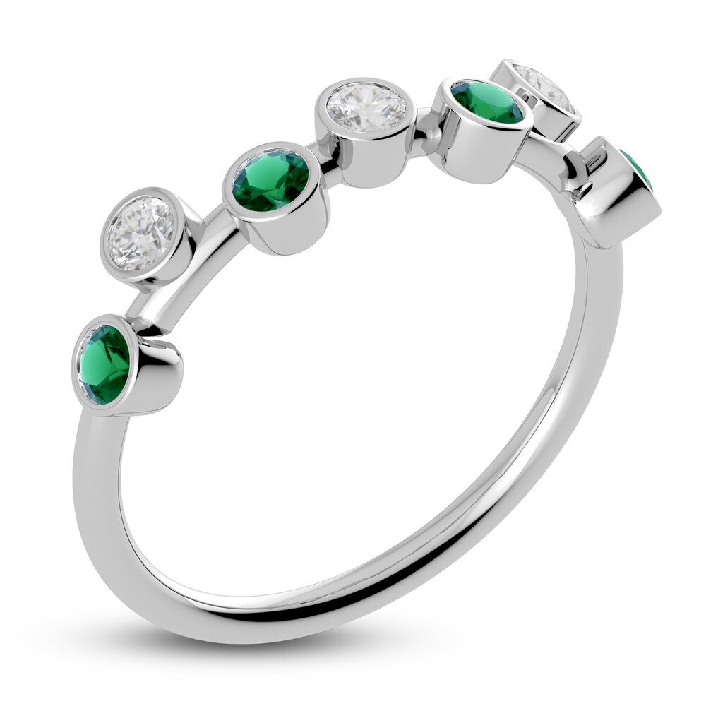 Juliette Maison Natural Emerald & Natural White Sapphire Ring 10K White Gold Fdgs3djD