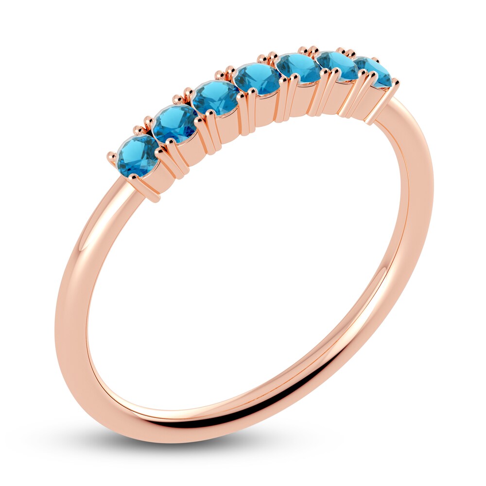 Juliette Maison Natural Blue Zircon Half Eternity Ring 10K Rose Gold FeWDbtLW