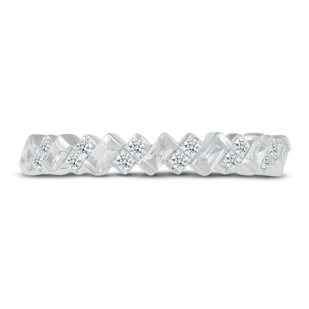 Diamond Anniversary Band 1/4 ct tw Round/Baguette 14K White Gold FfijjWCk